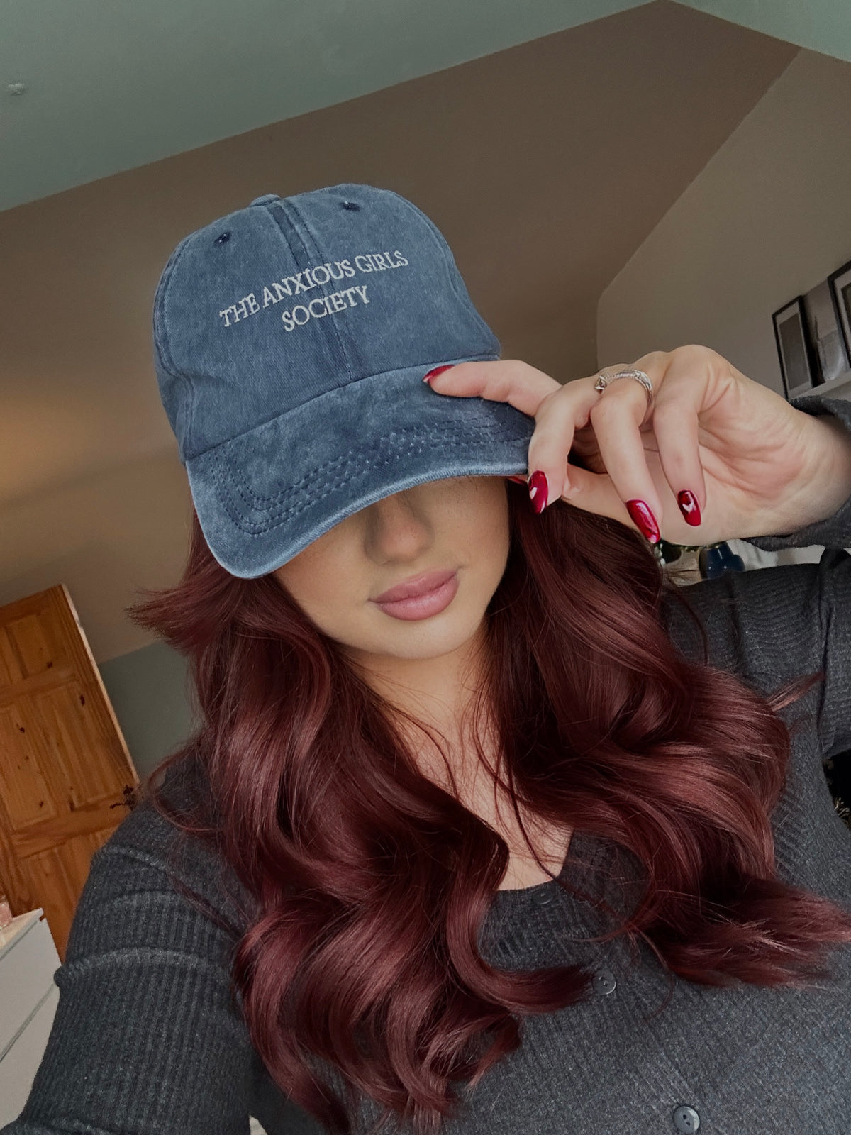 The anxious girls society baseball hat Navy/denim