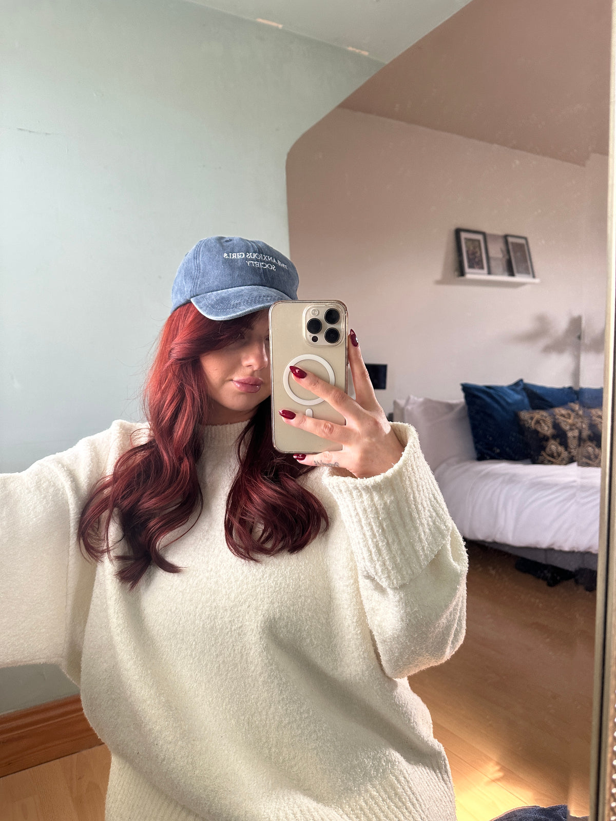 The anxious girls society baseball hat Navy/denim