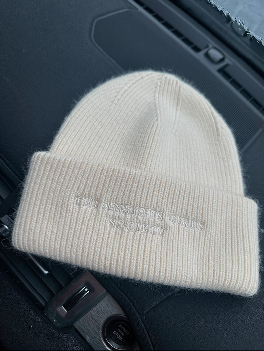 The Anxious girls society Cream Cashmere Hat